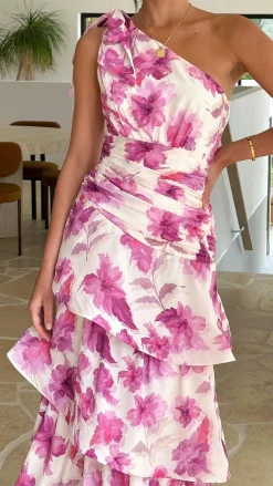 SASHA (BNE) Dresses|Maxi^Odilie One Shoulder Maxi Dress - Pink Floral