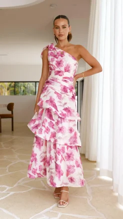 SASHA (BNE) Dresses|Maxi^Odilie One Shoulder Maxi Dress - Pink Floral