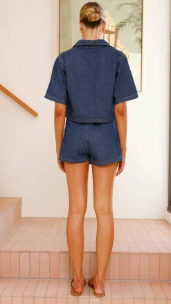 By Frankie The Denim Edit|Sets^Olivia Top and Skort Set - Dark Denim