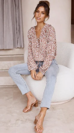 Pink Diamond Tops^Orane Top - Brown Spot