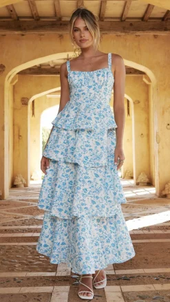 LILYWHYT Dresses|Maxi^Page Maxi Dress - Blue Floral