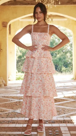 LILYWHYT Dresses|Maxi^Page Maxi Dress - Peach Floral