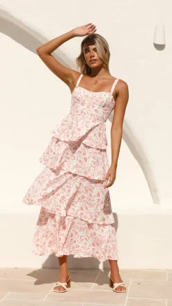 LILYWHYT Dresses|Maxi^Page Maxi Dress - Peach Floral
