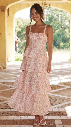 LILYWHYT Dresses|Maxi^Page Maxi Dress - Peach Floral