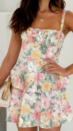 LILYWHYT Sale Dresses^Page Mini Dress - Blush / Yellow Floral