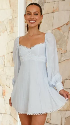 Main St Sale Dresses^Palmer Long Sleeve Mini Dress - Blue