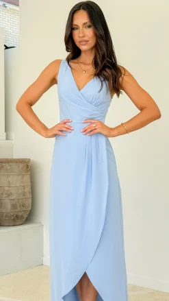LILYWHYT Mi Amore|Dresses^Pamela V Neck Maxi Dress - Blue