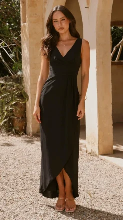 LILYWHYT Mi Amore|Dresses^Pamela V Neck Maxi Dress - Black