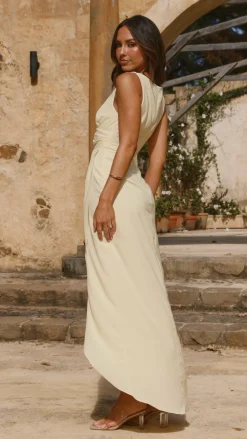 LILYWHYT Mi Amore|Dresses^Pamela V Neck Maxi Dress - Yellow