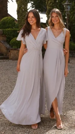 LILYWHYT Sale Evening|Sale Dresses^Pamela V Neck Maxi Dress - Silver