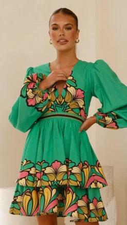 Bubblegum Dresses|Mini^Portugal Long Sleeve Mini Dress - Apple