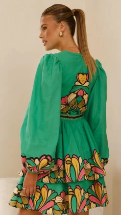 Bubblegum Dresses|Mini^Portugal Long Sleeve Mini Dress - Apple