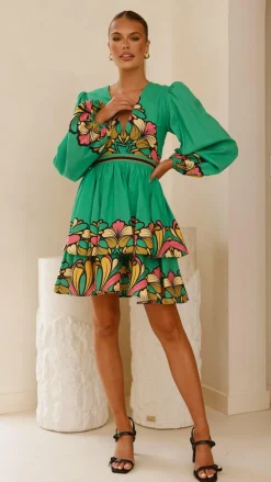 Bubblegum Dresses|Mini^Portugal Long Sleeve Mini Dress - Apple