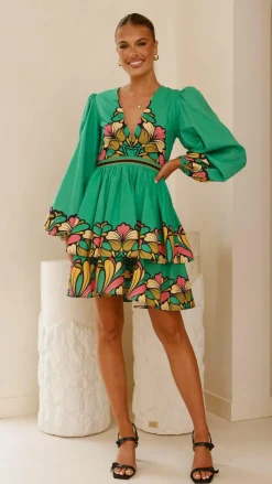 Bubblegum Dresses|Mini^Portugal Long Sleeve Mini Dress - Apple