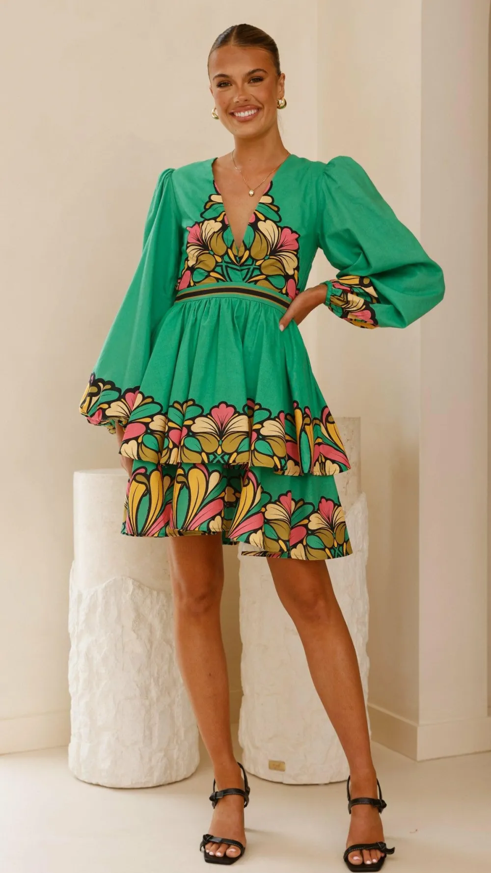 Bubblegum Dresses|Mini^Portugal Long Sleeve Mini Dress - Apple