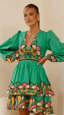 Bubblegum Dresses|Mini^Portugal Long Sleeve Mini Dress - Apple