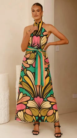 Bubblegum Dresses|Maxi^Portugal Twist Halter Maxi Dress - Apple