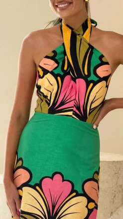 Bubblegum Dresses|Mini^Portugal Twist Halter Mini Dress - Apple