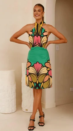 Bubblegum Dresses|Mini^Portugal Twist Halter Mini Dress - Apple