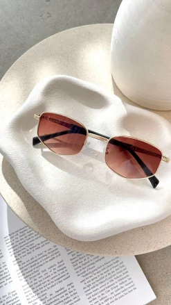 Angel Whisper Sunglasses^Quinta Sunglasses - Gold / Brown