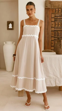 Miracle Fashion Dresses|Maxi^Raelynn Midi Dress - Beige/White