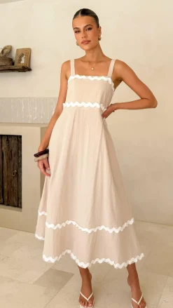 Miracle Fashion Dresses|Maxi^Raelynn Midi Dress - Beige/White