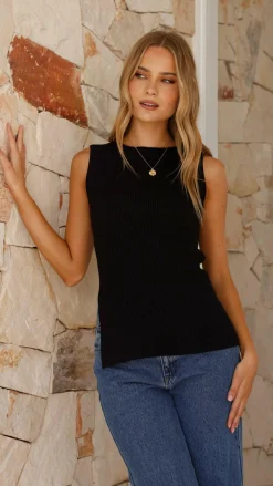 Fashion Allied Knit Tops|Knitwear^Rafee Top - Black