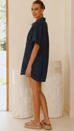 By Frankie The Denim Edit|Denim Dress Edit^Rayna Denim Mini Dress - Indigo