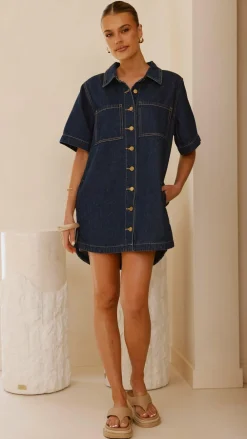 By Frankie The Denim Edit|Denim Dress Edit^Rayna Denim Mini Dress - Indigo