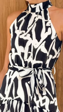 Burans Dresses|Midi^River Halter Midi Dress - Black/White
