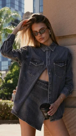 Rollas The Denim Edit|Sets^Classic Denim Shirt - Black Stone