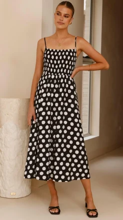 Fashion Allied Dresses|Midi^Roma Midi Dress - Black/ White Spot