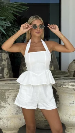Pink Diamond Sets|Tops^Rylie Halter Neck Top - White