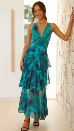 SASHA (BNE) Dresses|Maxi^Sachiko Maxi Dress - Blue / Green Print