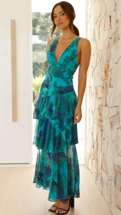 SASHA (BNE) Dresses|Maxi^Sachiko Maxi Dress - Blue / Green Print