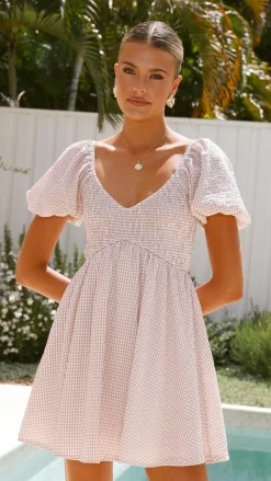 Burans Dresses|Mini^Sahirah Mini Dress - Beige / White Gingham