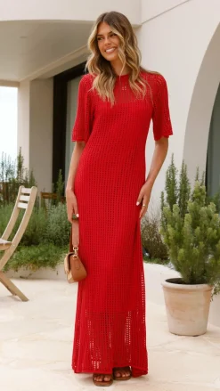 Pink Diamond Sale Dresses^Saisha Crochet Maxi Dress - Red