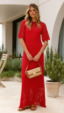 Pink Diamond Sale Dresses^Saisha Crochet Maxi Dress - Red