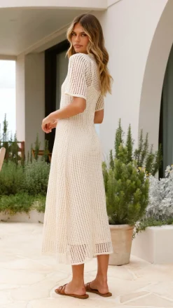 Pink Diamond Dresses|Maxi^Saisha Crochet Maxi Dress - Beige