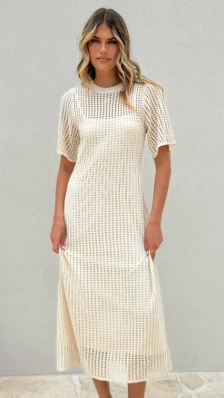 Pink Diamond Dresses|Maxi^Saisha Crochet Maxi Dress - Beige
