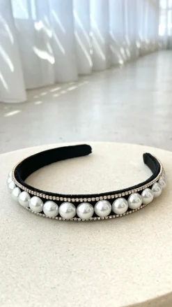 Morgan and Taylor Fascinators|Hair Accessories^Sana Headband - Black/Pearl