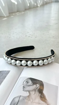 Morgan and Taylor Fascinators|Hair Accessories^Sana Headband - Black/Pearl