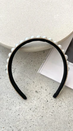Morgan and Taylor Fascinators|Hair Accessories^Sana Headband - Black/Pearl