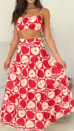SASHA (BNE) Sets|Bottoms^Saraya Top and Skirt Set - Red / White