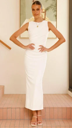 Burans Dresses|Maxi^Sarsha Boatneck Maxi Dress - White