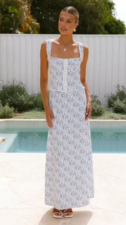 LILYWHYT Bottoms|Sets^Saylor Maxi Skirt - Blue Floral