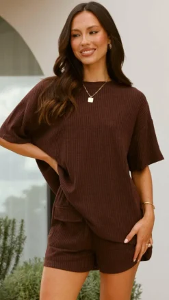 By Frankie Sets|Tops^Selma Top and Shorts Set - Chocolate