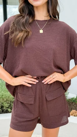 By Frankie Sets|Tops^Selma Top and Shorts Set - Chocolate