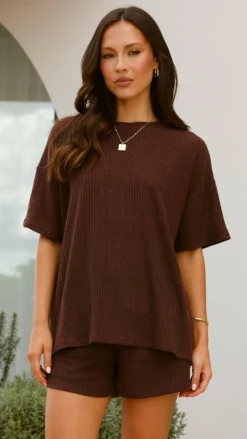 By Frankie Sets|Tops^Selma Top and Shorts Set - Chocolate