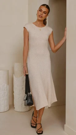 My Girl Knit Dresses|Knitwear^Seona Knit Midi Dress - Natural